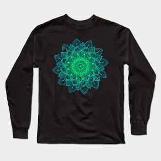 Turquoise Digital Mandala Long Sleeve T-Shirt